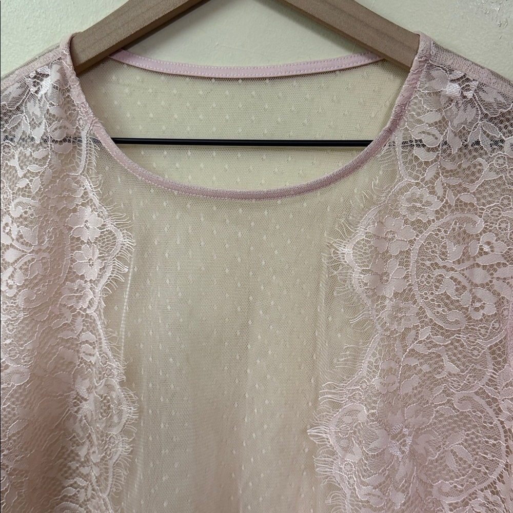New! Worthington Semi Sheer Lace Top - Picture 2 of 6